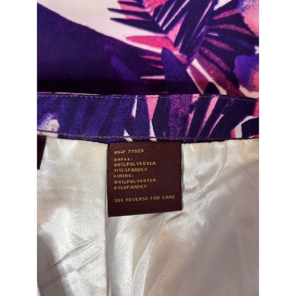 Hal Rubenstein 16W satin slip Pink Purple Floral Tropical Hawaiian Lined Skirt - Picture 7 of 10
